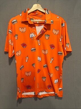 Chubbies Men's Orange Fast-Food Print Polo Shirt
